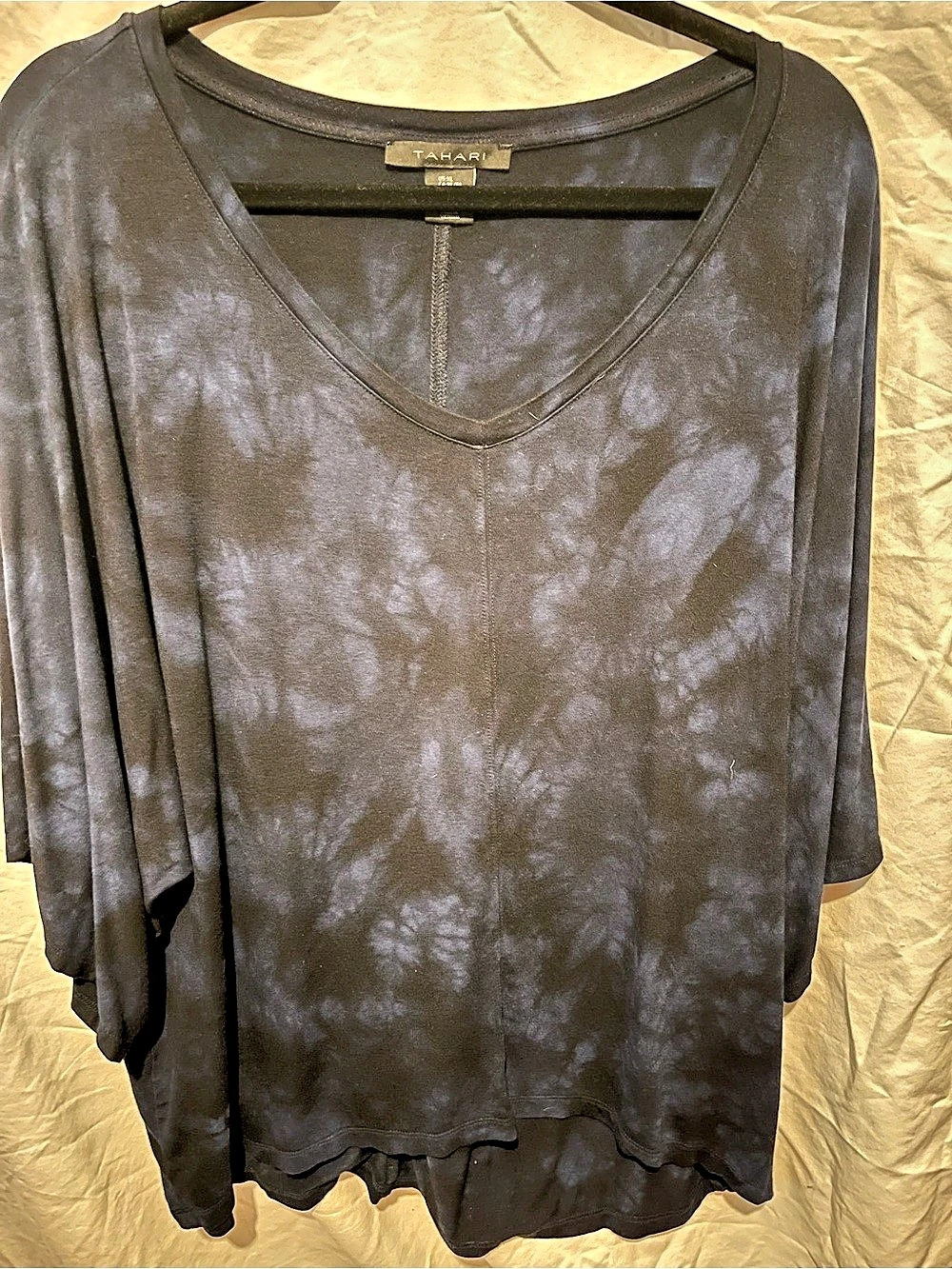 Tahari Tie-Dye Tunic in Black Size XL Like New